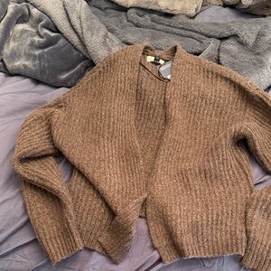 Universal Thread Brown Ribbed Open-Front Cardigan